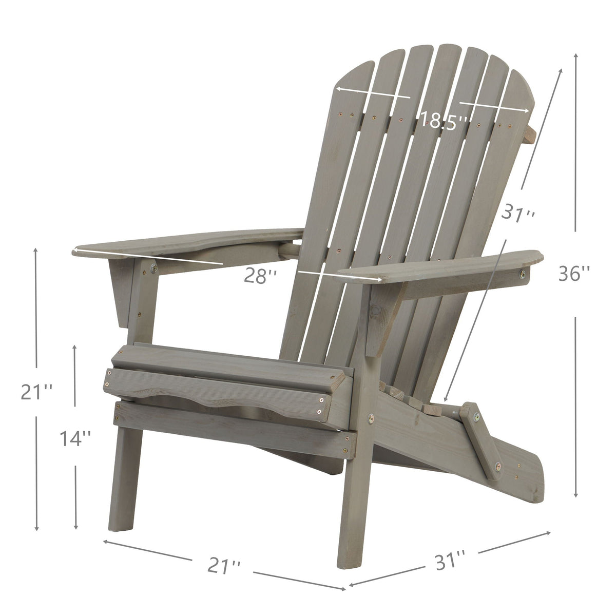 Oversize Outdoor Folding Adirondack Chair, Patio Chair For Garden