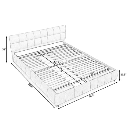 Modern Platform Bed Frame With Thick Fabric