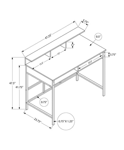 Computer Desk For Home Office, Standing, Storage Shelves, Laptop, Contemporary & Modern
