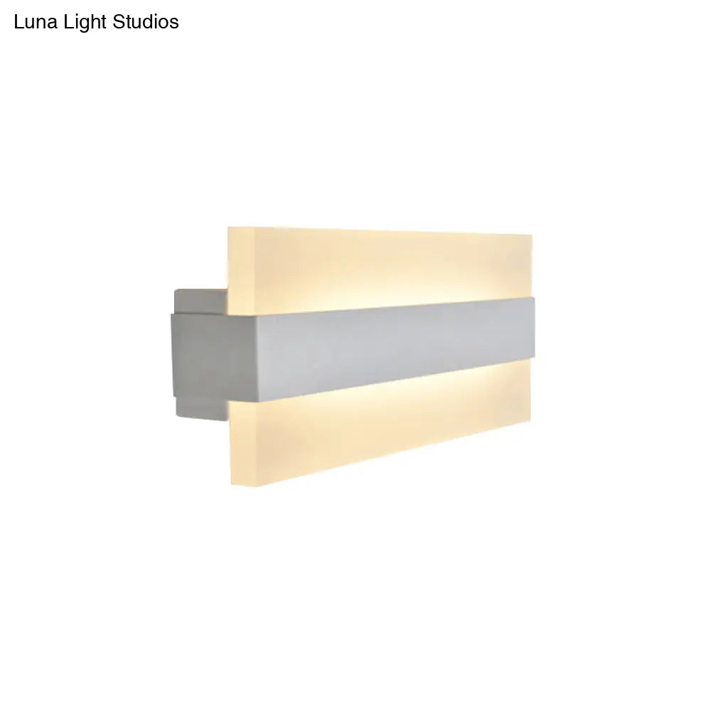 DecorBites™ 9" Acrylic Rectangular LED Wall Lamp White Sconce Light for Bedroom