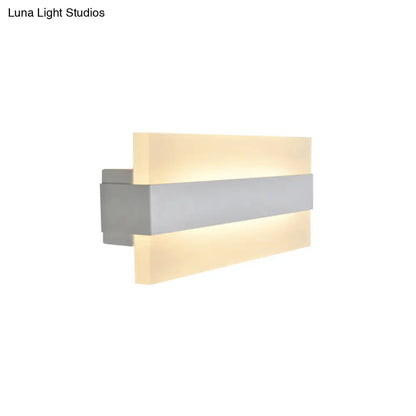 DecorBites™ 9" Acrylic Rectangular LED Wall Lamp White Sconce Light for Bedroom