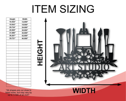 Metal Artist Easel Wall Art | Art Studio Metal Sign | Indoor Outdoor | Up to 46" | Over 20 Color Options