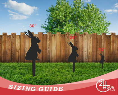 Metal Bunny Garden Stakes | Up to 24" | Over 20 Color Options