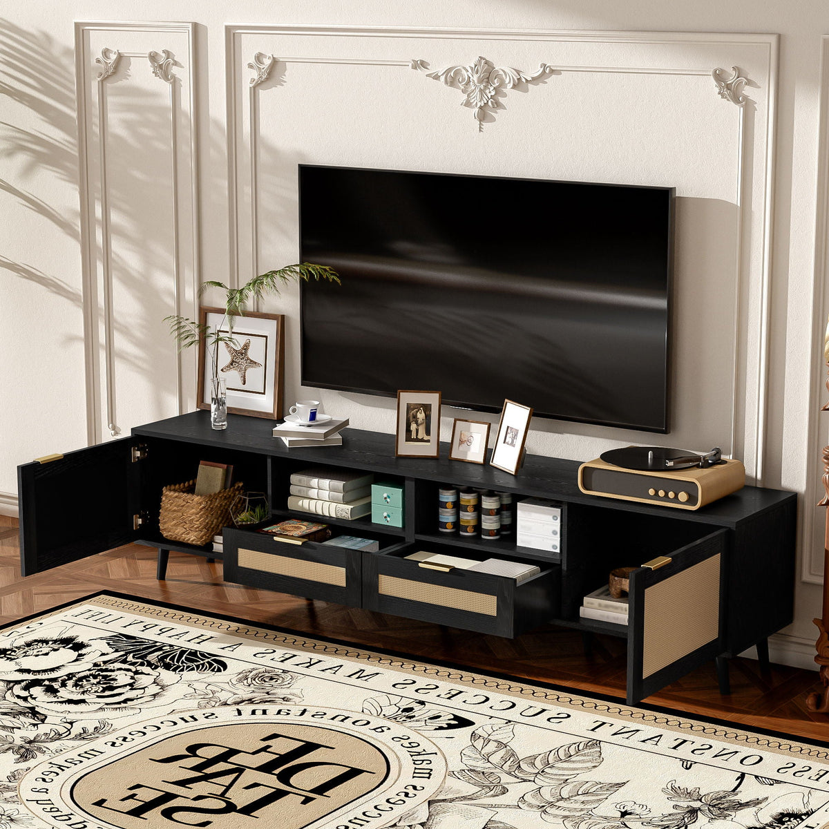 TV Stand, Media Console With Cable Management
