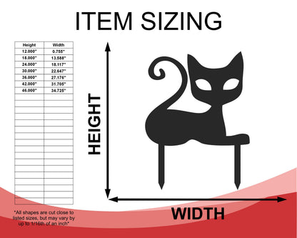 Metal Halloween Cat Garden Stakes | Set of 3 | Up to 46" | Over 20 Color Options