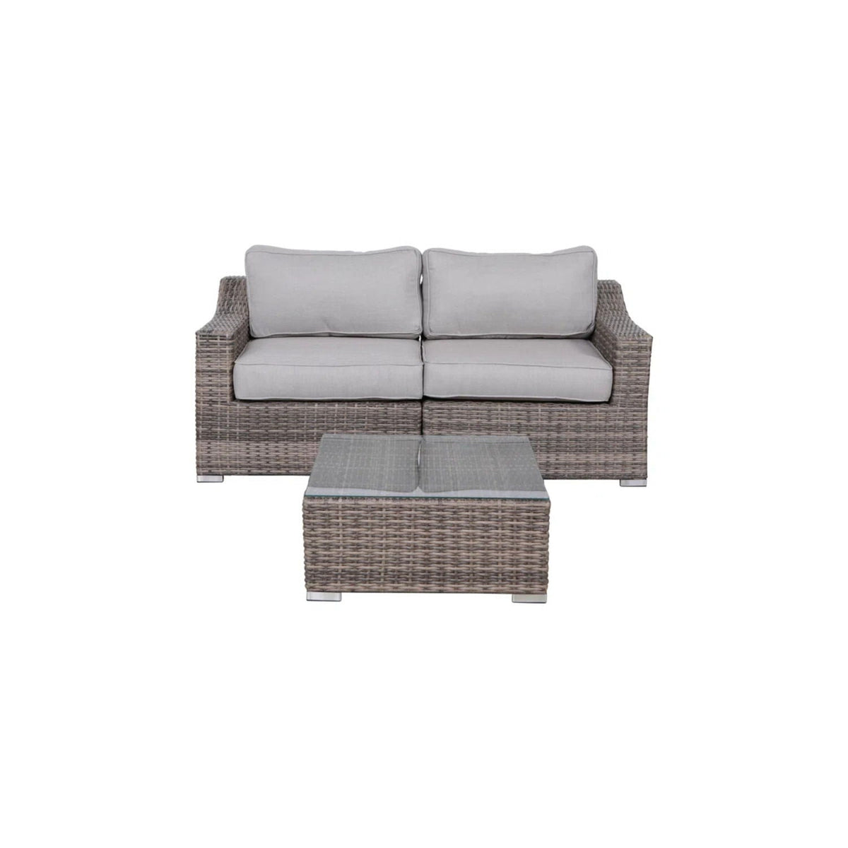 Outdoor Wicker Conversation Set With Cushions, All Weather