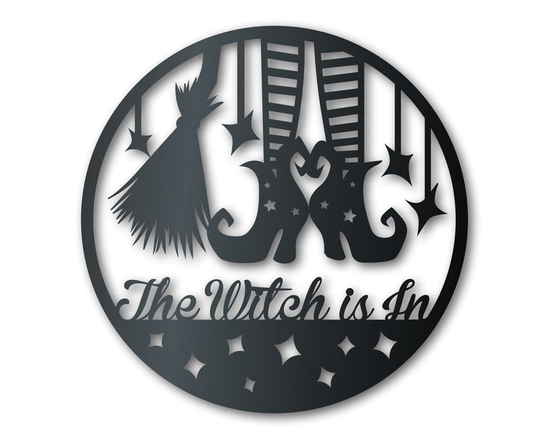 Custom Metal Witch Feet and Broom Wall Art | Halloween | Indoor Outdoor | Up to 36" | Over 20 Color Options