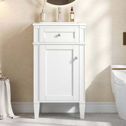 French Style Bathroom Vanity With Sink, Soft-Closing Door, Adjustable Shelf, Rectangular Design