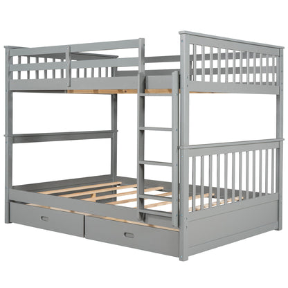 Bunk Bed With Ladders And 2 Storage Drawers