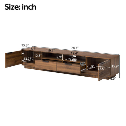 TV Stand, Entertainment Center With Deep Drawers, Cable Management & Soft Closing Hinges