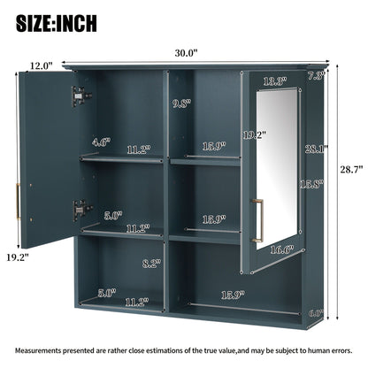 2 In 1 Wall-Mounted Mirror Cabinet With Adjustable Shelves, Soft-Close Doors, High-Definition Mirror & Storage