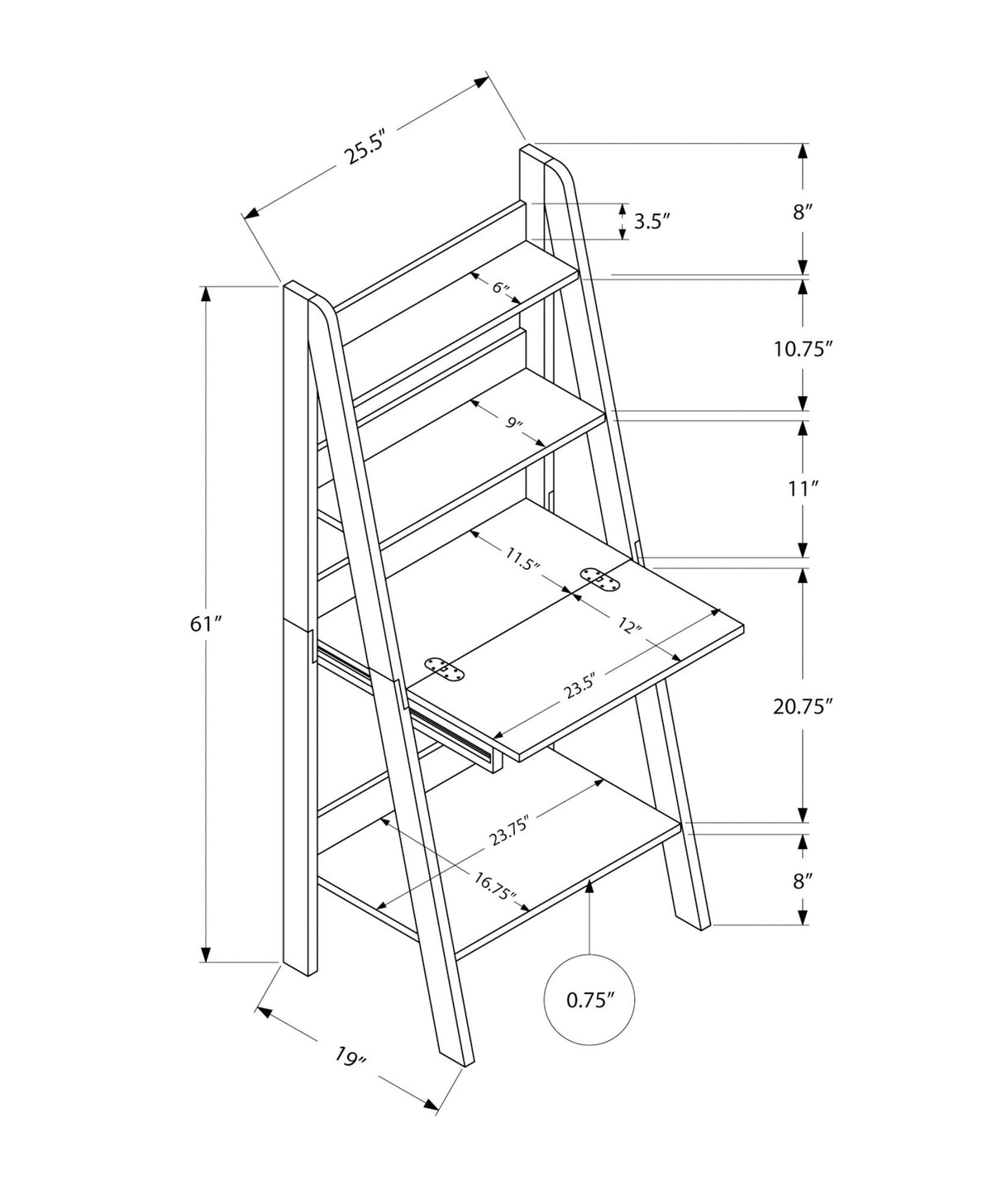 Computer Desk For Home Office, Laptop, Leaning, Storage Shelves