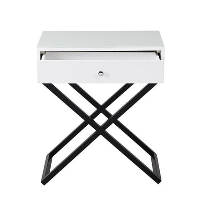 Koda - End Side Table Nightstand, Drawer And Cross Base