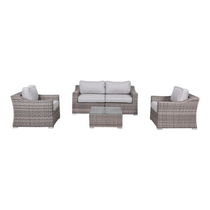 Outdoor Wicker Conversation Set With Cushions, All Weather