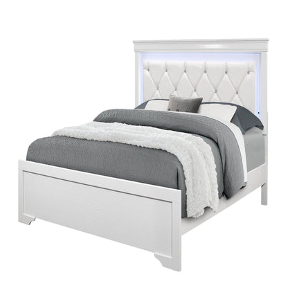 Shaker - Bed With LED Lighting And Crystal Inspired Tufted Headboard