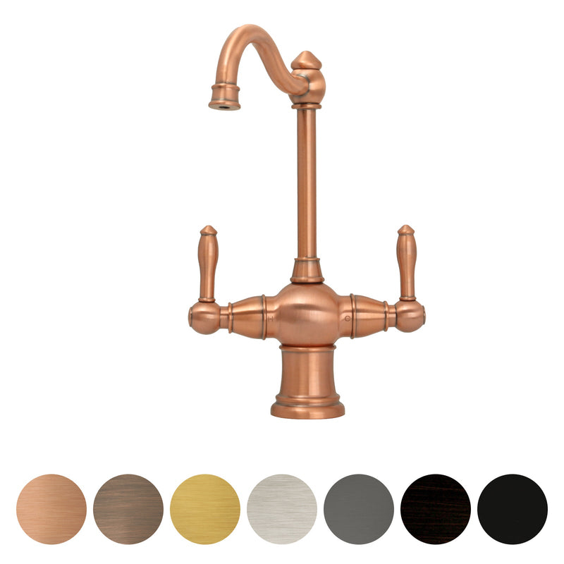 Two-Handles Copper Drinking Water Filter Faucet, Dual Lever Hot and Cold Water Faucet for Instant Hot Water Tank Dispenser & Filtration System