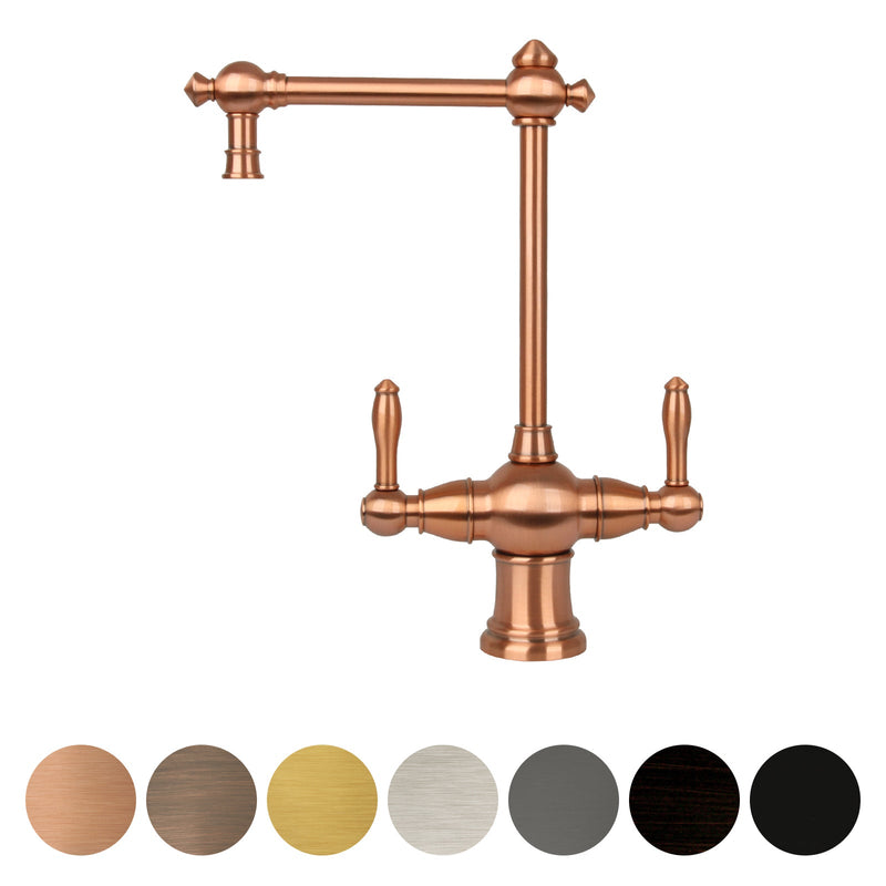 Two-Handles Copper Drinking Water Filter Faucet, Dual Lever Hot and Cold Water Faucet for Instant Hot Water Tank Dispenser & Filtration System
