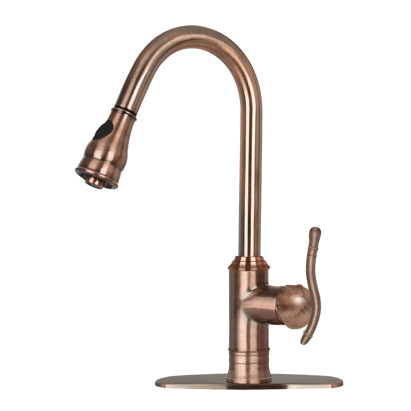Copper Pull Out Kitchen Faucet, Single Level Solid Brass Kitchen Sink Faucets with Pull Down Sprayer - AK96415-D-C