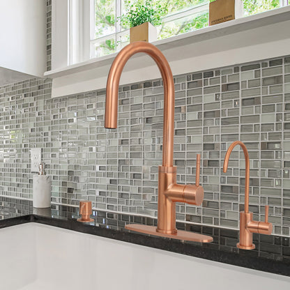 Copper Pull Out Kitchen Faucet with Deck Plate, Single Level Solid Brass Kitchen Sink Faucets with Pull Down Sprayer-AK96416C