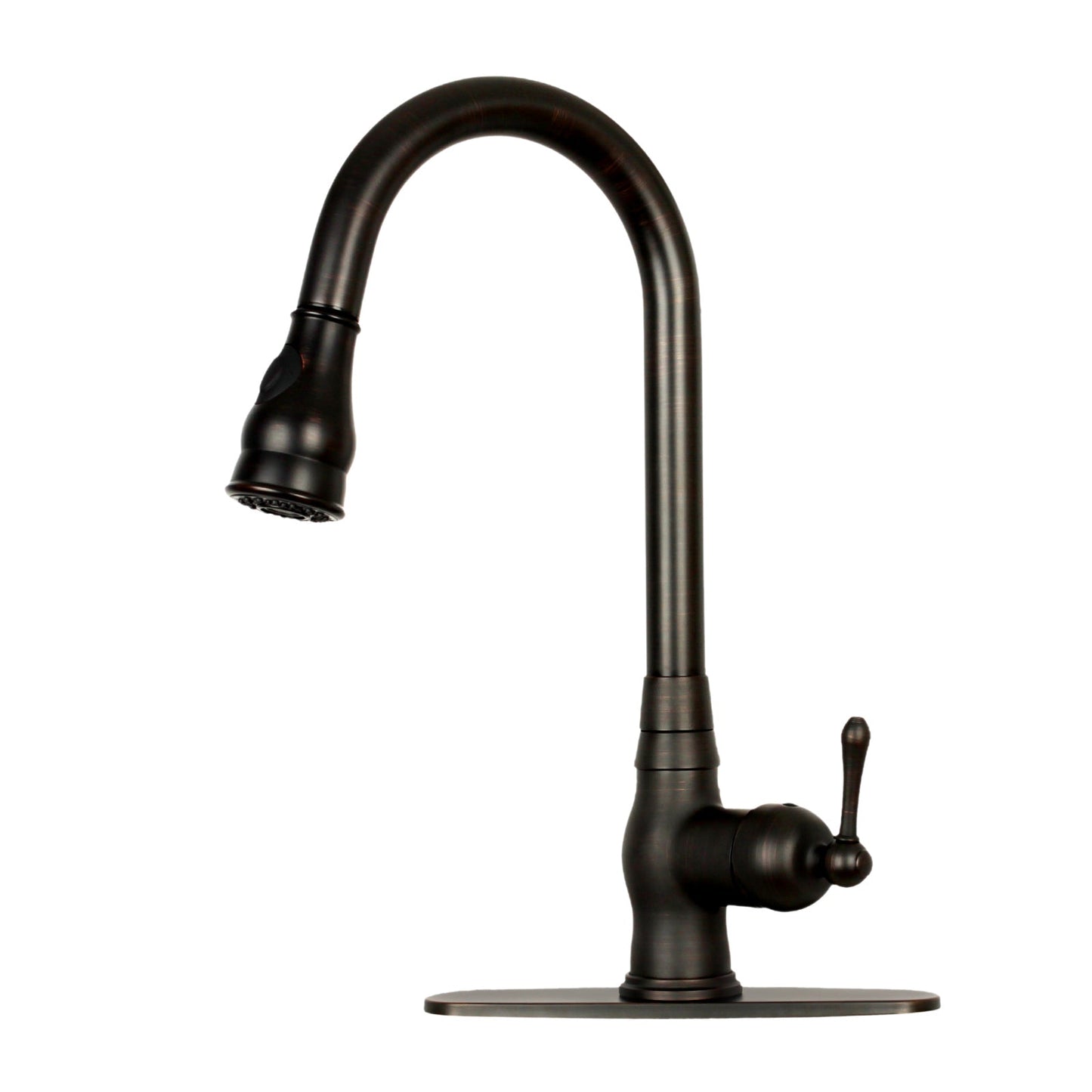 Pull Out Kitchen Faucet with Deck Plate, Single Level Solid Brass Kitchen Sink Faucets with Pull Down Sprayer-AK96418-D-C