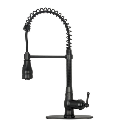 Copper Pre-Rinse Spring Kitchen Faucet, Single Level Solid Brass Kitchen Sink Faucets with Pull Down Sprayer - AK96518A-C