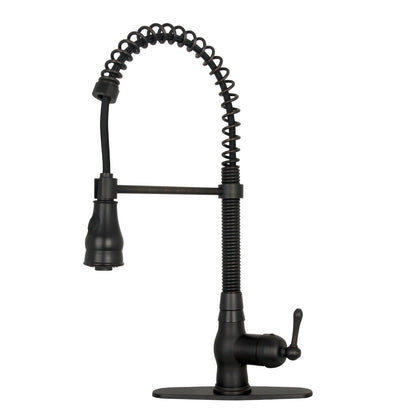 Copper Pre-Rinse Spring Kitchen Faucet, Single Level Solid Brass Kitchen Sink Faucets with Pull Down Sprayer - AK96518A-C