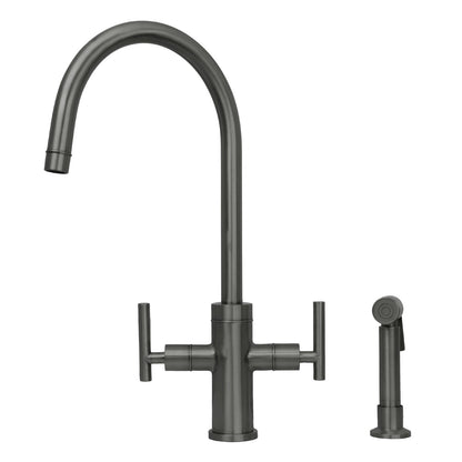 Two-Handle Copper Widespread Kitchen Faucet with Side Sprayer