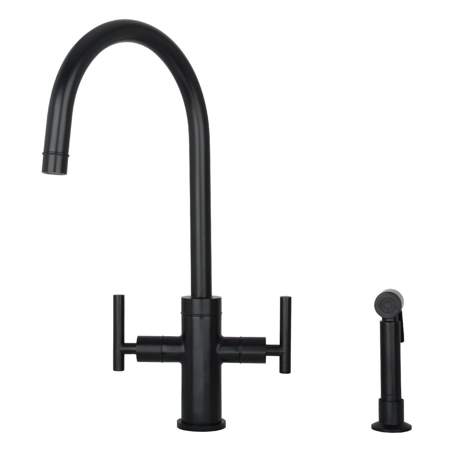 Two-Handle Copper Widespread Kitchen Faucet with Side Sprayer