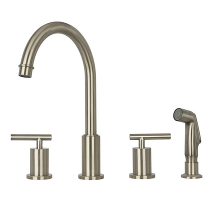 Two-Handles Copper Widespread Kitchen Faucet with Plastic Side Sprayer