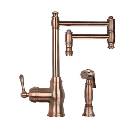 One-Handle Copper Pot Filler Kitchen Faucet with Side Sprayer