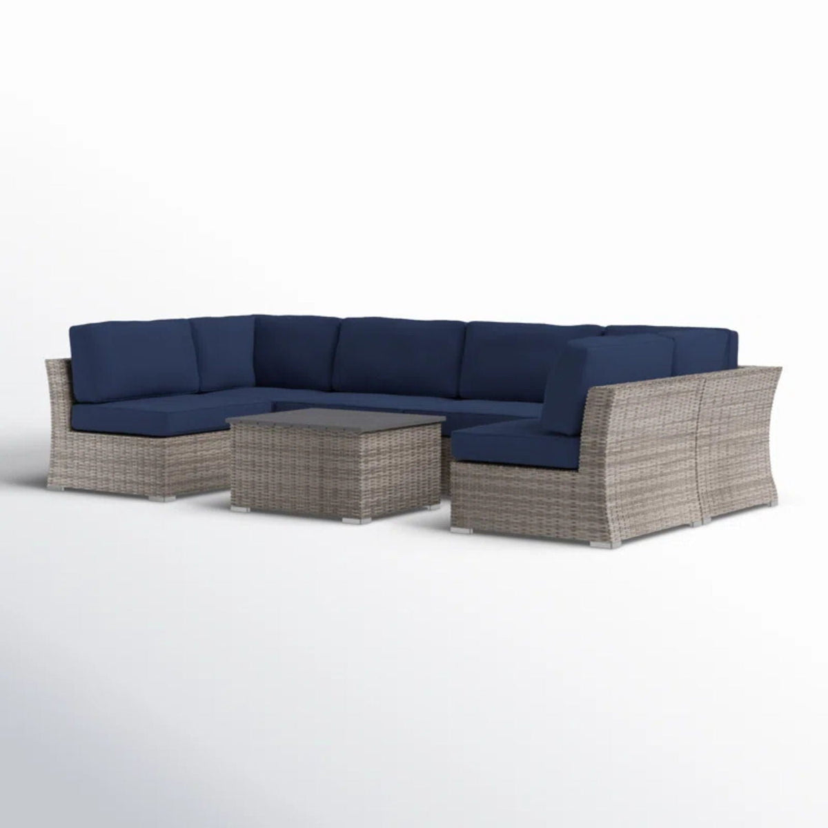 Wicker Sectional Sofa With Cushions And Table