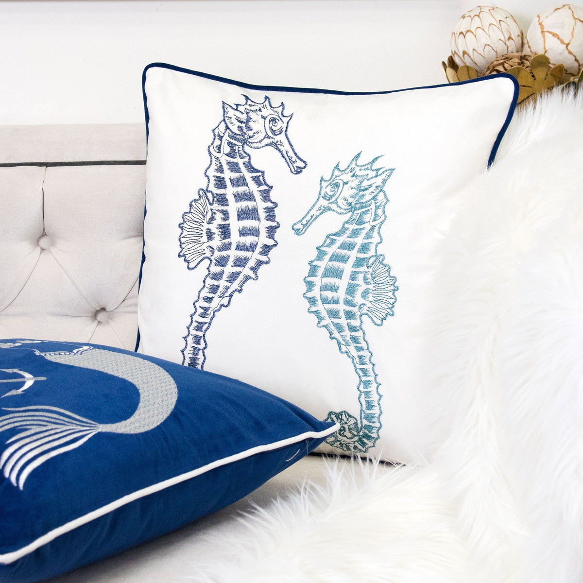Seahorses Pillow Cover With Matching Back