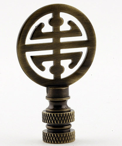 Classic 4 Blessings Asian Lamp Finial Antique Brass Metal 2.25"h