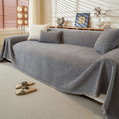 Textured Throw Blanket with 3D Dobby Weave, Minimalist Furniture Protector for Couch