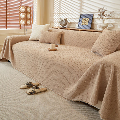 Textured Throw Blanket with 3D Dobby Weave, Minimalist Furniture Protector for Couch