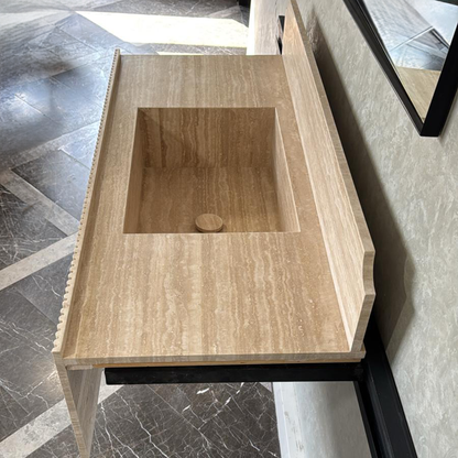 Marble Sink, Custom Travertine Sink, Handmade Beige Travertine Sink, Vein Cut Marble Vanity Top Sink, Marble Bathroom Sink, Vessel Sink (TR-124)