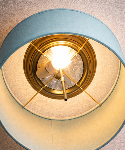 Moderne Flush Mount Conversion Kit 14"w Island Paradise Blue Drum Lampshade
