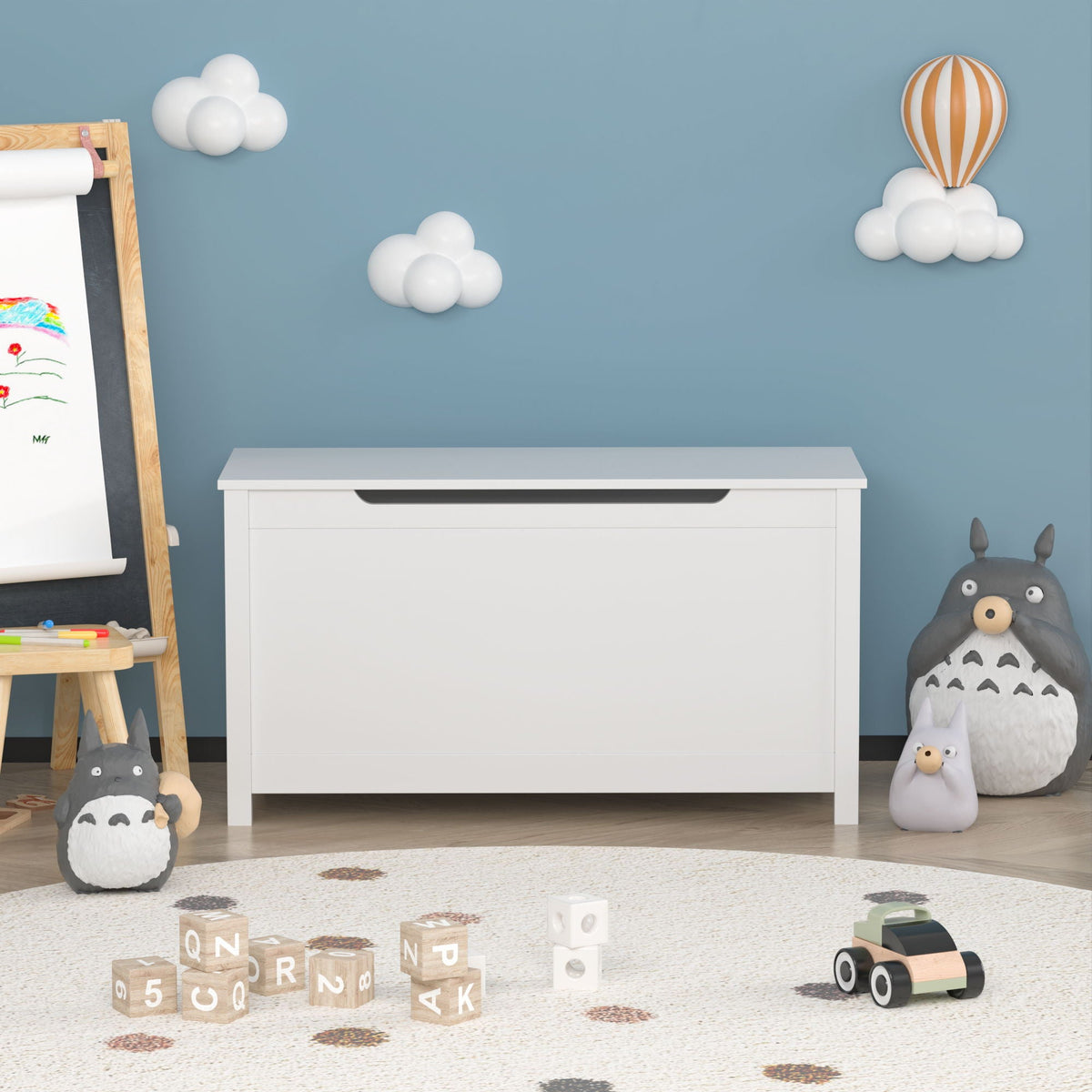 Toy Box Storage With Safety Hinged Lid