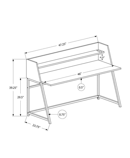 Computer Desk For Home Office, Laptop, Storage Shelves, Marble Look Contemporary & Modern