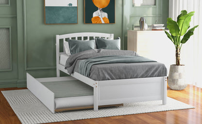 Platform Bed Wood Bed Frame With Trundle