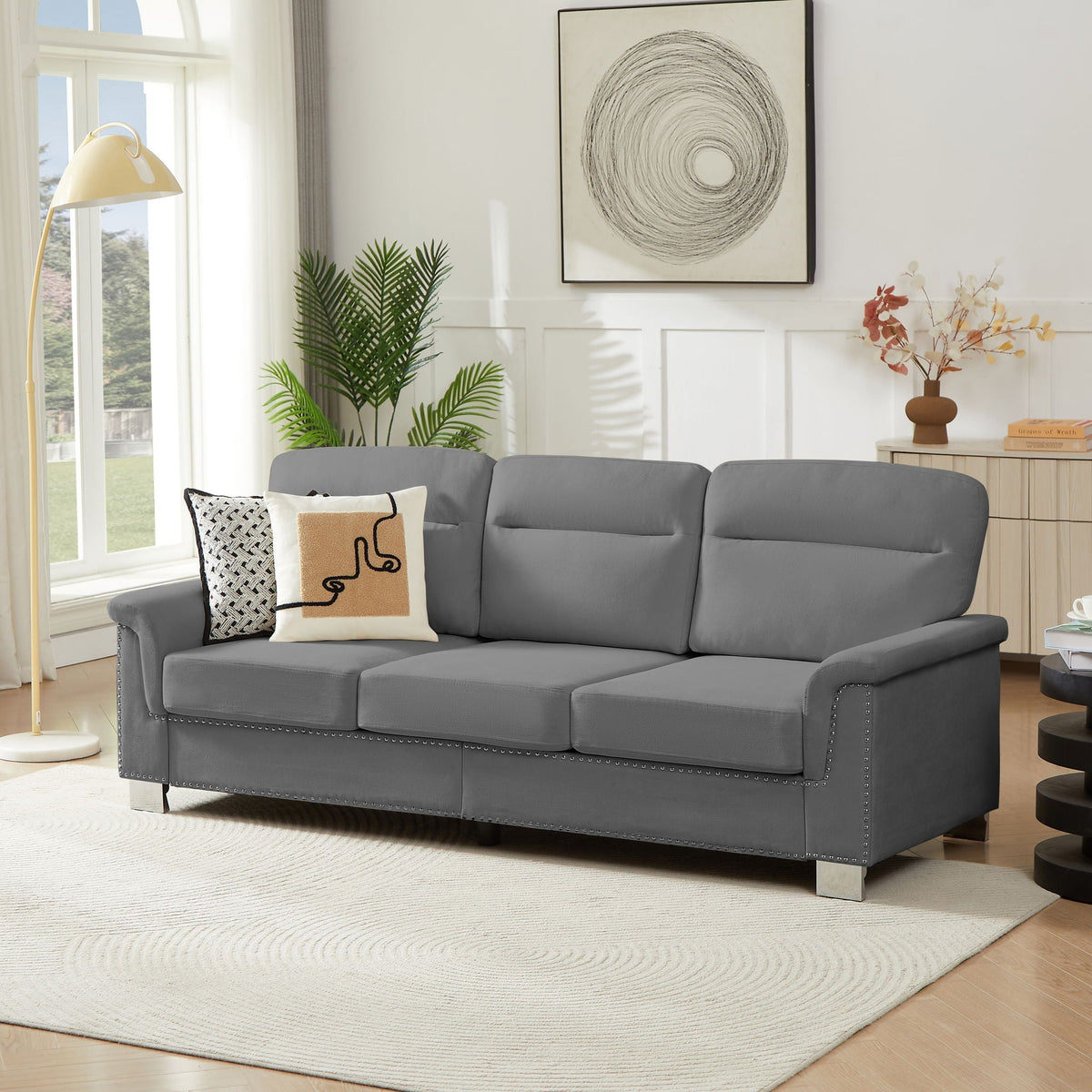 3 Seater Elegant Stationary Sofa