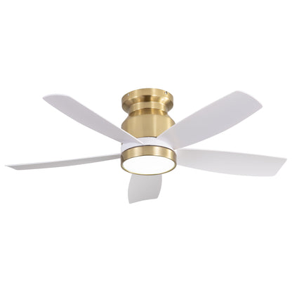 Flush Mount Ceiling Fan With LED Light 22W And Remote Control Blades / Body, DC Motor