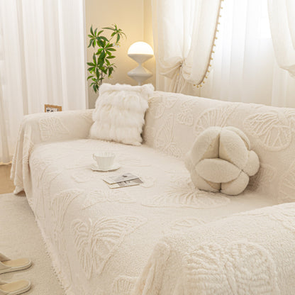Luxury 3D Butterfly Jacquard Sofa Throw Blanket, Ultra-Soft Plush Fleece Couch Cover