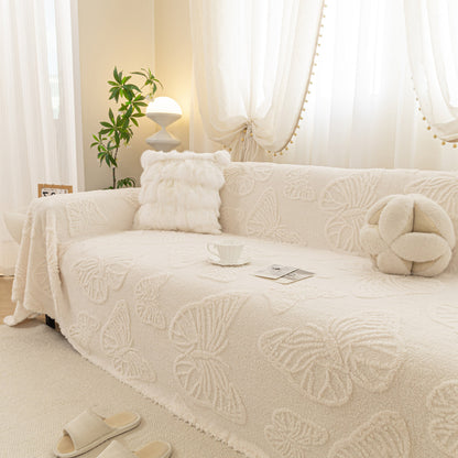 Luxury 3D Butterfly Jacquard Sofa Throw Blanket, Ultra-Soft Plush Fleece Couch Cover