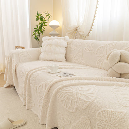 Luxury 3D Butterfly Jacquard Sofa Throw Blanket, Ultra-Soft Plush Fleece Couch Cover
