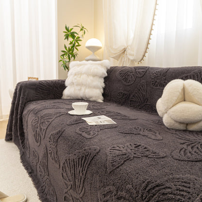 Luxury 3D Butterfly Jacquard Sofa Throw Blanket, Ultra-Soft Plush Fleece Couch Cover
