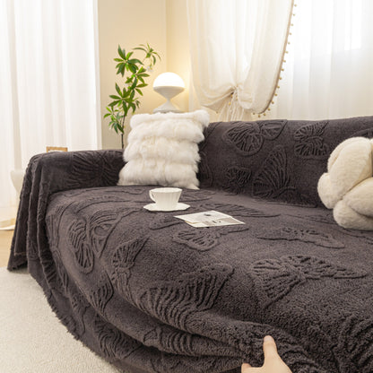 Luxury 3D Butterfly Jacquard Sofa Throw Blanket, Ultra-Soft Plush Fleece Couch Cover