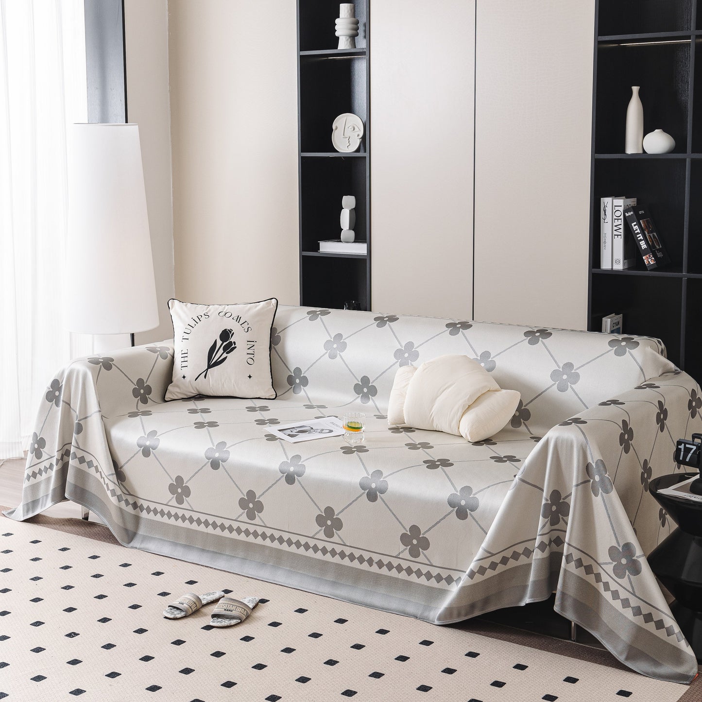 Cooling Four-Leaf Clover Hope Faith Love Luck Summer Comfy Ice Silk Furniture Throw Covers for Sofas