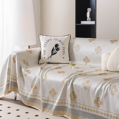 Cooling Four-Leaf Clover Hope Faith Love Luck Summer Comfy Ice Silk Furniture Throw Covers for Sofas