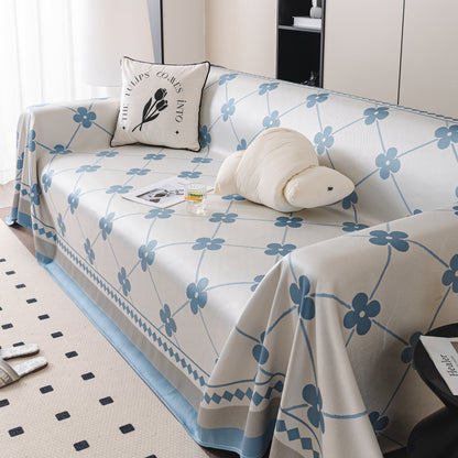 Cooling Four-Leaf Clover Hope Faith Love Luck Summer Comfy Ice Silk Furniture Throw Covers for Sofas